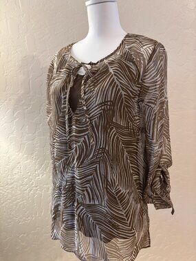Talbots-Brown Sheer Blouse with Camisole